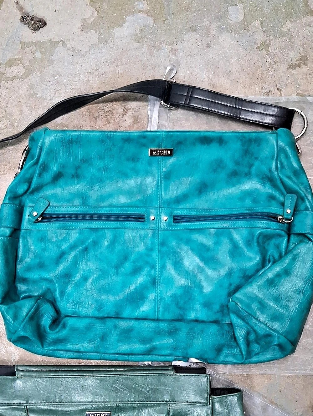 Miche Classic Shell Teal Blue Faux Leather Handbag with 4 Cover Shells 15x11"